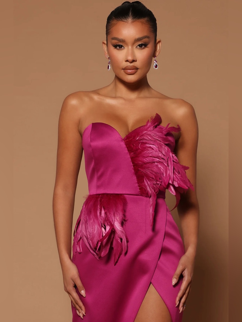 Jaqueline Asymmetrical Maxi Dress - Raspberry - Picture 3 of 5